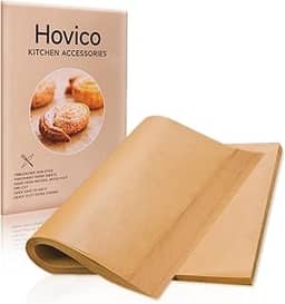 Hovico 130 folhas de papel manteiga, 23 x 33 cm, folhas de pergaminho antiaderentes pré-cortadas para assar, grelhar, fritar a ar, cozinhar a vapor e muito mais (não alvejadas) – Perfeito para