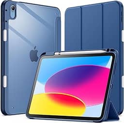 JETech Capa para iPad (A16) 11ª/10ª Geração (2025/2022) com Porta Pencil, Case Traseira Transparente e Fina À Prova de Choque para Tablet, Despertar/Dormir Automático (Marinha)