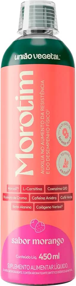 Morotim Termogênico Líquido a Base de Morosil Cafeína Carnitina coq10 beta alanina União Vegetal (Morango)