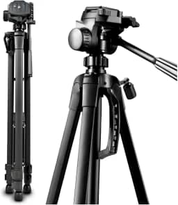 Tripé Profissional Universal 1,80 Metros Preto 360° para Câmeras Fotográficas com Suporte de Celular e Bolsa