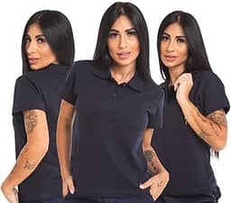 Kit 3 Camisas Polo Femininas Camiseta Gola Piquet