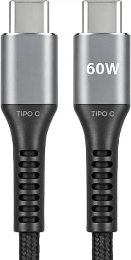 Cabo USB C Turbo Tipo C Trançado Compatível com iPhone e Samsung Resistente Carregador USB-C 2M 60W Carregamento Rápido Compatível com Cabo iPhone USB C