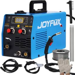 JOYFOX Máquina de Solda MIG-150D 220V, 3 em 1 (MIG/MMA/TIG), Tecnologia IGBT, Soldagem Rápida e Digital, Para Aço Carbono e Inox（Azul）