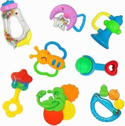 Brinquedo Infantil para Bebês Kit 6 Peças Chocalhos e Mordedores – Coloridos, Brinquedo Educativo, Sensorial e Seguro, Estimula Coordenação Motora, Ideal para Presente (SORTIDOS)