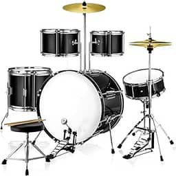 Bateria Instrumento, Bateria Acustica, Bateria Musical, Bateria Acústica 2T Cromada Preto com Banco