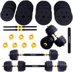 Halteres Anilha Barra Kit Musculação Peso Academia 40kg Yangfit