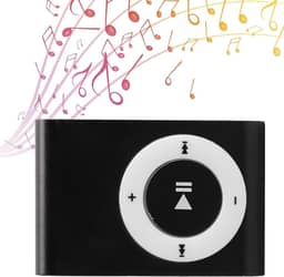 TARSHYRY Reprodutor de Mp3 Com Clipe, Mini Reprodutor de Música Portátil Sem Tela Com Fones de Ouvido e Cabo USB, Reprodutor de Mp3 Esportivo para Treino de Corrida (Preta)