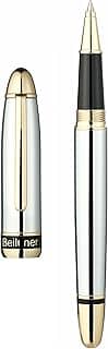 BEILUNER Caneta esferográfica de luxo 315, cromado prateado deslumbrante com acabamento em ouro 24K, artesanato de luxo, melhor conjunto de canetas para presente para homens e mulheres, graduação