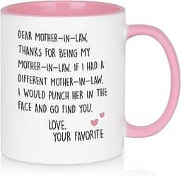 YHRJWN Presentes de sogra de nora da lei, querida caneca de café, presentes de aniversário do dia das mães de natal para sogra, melhores presentes de sogra caneca de sogra engraçada 325 ml