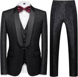 Conjunto de terno masculino slim fit de smoking de 3 peças para formatura festa de casamento Paisley jaqueta colete calça roupa de baile