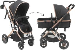 Carrinho Passeio Bebê Moisés Reversível Elysian Maxi Baby (Preto)