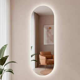 Espelho Orgânico Pílula 150x50 com Led Grande de Parede Decorativo para Sala Quarto Banheiro (Led Frio)