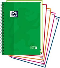 Caderno Espiral Capa Dura – Oxford Europeanbook – 5 Materia – 120 Folhas – Verde