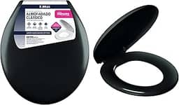 Atlas - Assento Sanitário Plástico Almofadado Clássico com Kit de Fixação, Cor Preto