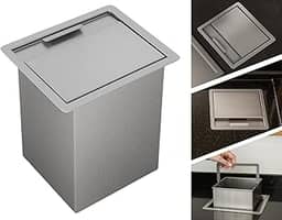 Lixeira de Embutir Quadrada em Aço Inox 304 para Bancada e Pia de Cozinha - 4,5L Antiodor, Compacta, Resistente e Elegante - TLPRO