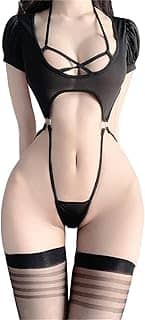 Conjunto de roupa íntima feminina sexy com gola V, anime, lingerie, cosplay, conjunto de gravata