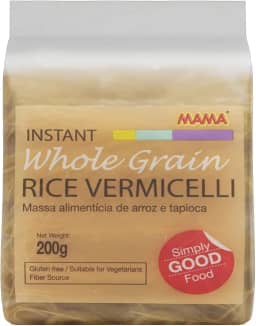 MAMA Macarrão De Arroz E Tapioca Vermicelli Grãos Integrais Pacote 200G