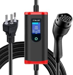 Carregador Para Carros Elétricos Portátil Inteligente Tipo 2 Bivolt 3,5kW Com Tela LED, Cabo 5m Com Ajuste de Corrente e Proteção IP65 – Compatível BYD, GWM, Nissan e Mais