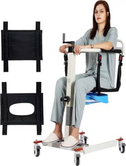 Cadeira de transferência de elevação do paciente, cadeira de rodas portátil de elevação do paciente para casa e carro, deficientes e idosos, altura/largura ajuste, básico com penico