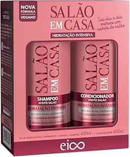 Shampoo Sem Sal + Condicionador Leave-in 450ml Salão Em Casa Hidratação Intensiva Antifrizz Ácido Hialurônico Creme Capilar Vegano Aloe Vera Biotina Vitamina E