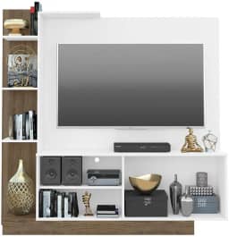 Estante Home Theater Para TV de até 55 Pol. Denver Multimóveis Argila Acetinado com Branco Texturizado