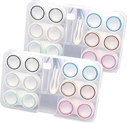 Pacote com 12 kits de viagem de lentes de contato, caixa de armazenamento, lente de contato portátil