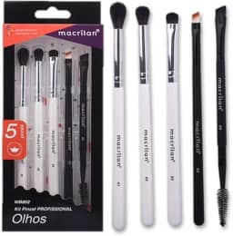 Macrilan Kit Com 5 Pincéis Profissionais De Maquiagem Para Os Olhos, WB802