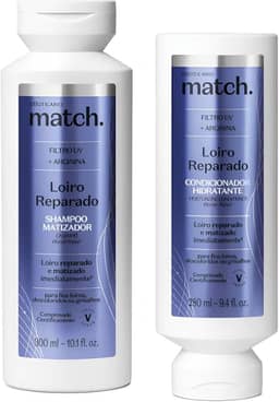 O Boticário Kit Match Loiro Reparado - Shampoo 300ml e Condicionador para Cabelos Loiros e Descoloridos