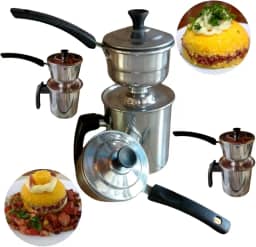 Cuscuzeira Individual Alumínio Polido para Cuscuz e Cozimento a Vapor – Utensílio de Cozinha Compacto e Prático – Ideal para 1 Pessoa – Resistente, Durável, Fácil de Limpar, Versátil, Rápido e Durável