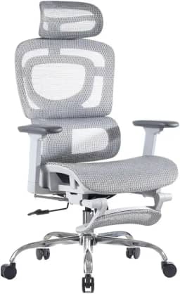 Cadeira De Escritório Ergonômica Mônaco Wt07 Luvinco Malha Respirável Com Suporte Lombar Adaptável Apoio Para Pés Retrátil Encosto Ajustável Seis Posições Suporta 200kg