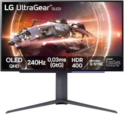 Monitor Gamer LG UltraGear OLED – Tela OLED 27”, 2K QHD, HDR400 True black, 1.5M:1, 240Hz, 0,03ms (GtG), NVIDIA® G-SYNC®, AMD FreeSync™ Premium Pro – 27GS95QE-B