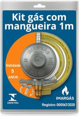 Kit Registro Regulador Gás Cozinha Com Mangueira 1 metro Para Botijão 13kg Residencial