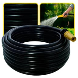 Mangueira de Jardim Antitorção com Parede Reforçada e Esguicho e União Adaptador de Torneiras Acoplados (Mangueira Preta, 20 metros)