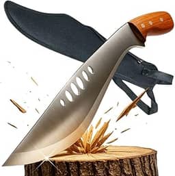 Facão Tático 50cm Lâmina Aço Inox 2mm Cabo Madeira Pinho Faca Machete Corte Mata Camping Pesca Sobrevivência Roça Corta Coco Madeira