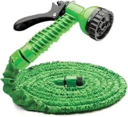 Mangueira Jardim Expansível 12 Metros, Super Resistente com 7 Tipos de Jatos d'Água - Versátil para Jardim, Quintal e Limpeza (Verde)