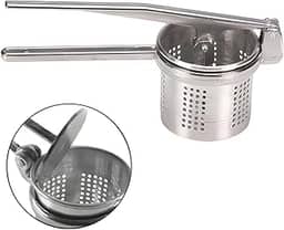Espremedor Amassador de Batatas Legumes Premium Manual em Alumínio Prata com Alça Longa Resistente para Cozinha Ideal para Fazer Purê de Batata