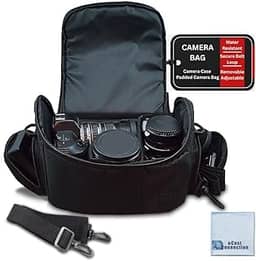 Bolsa de transporte de luxo grande digital para câmera/vídeo acolchoada/capa para Nikon, Sony, Pentax, Olympus Panasonic, Samsung, e Canon DSLR câmeras e eCostConnection pano de microfibra