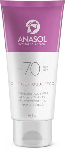 Anasol Protetor Solar Facial Oil Free • Toque Seco FPS70 60g