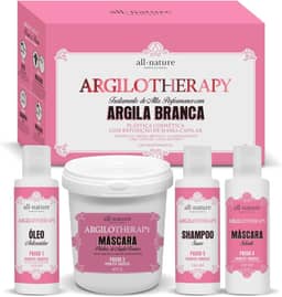 Kit Argilotherapy Argila Branca All Nature com Shampoo, Máscara, Óleo Multifuncional e Máscara Sólida, 810ml