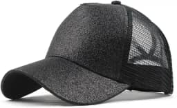 Boné Feminino Brilho Glitter Com Saída Rabo de Cavalo E Tela