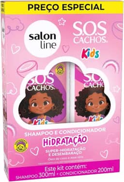 Salon Line, Kit Shampoo e Condicionador, S.O.S Cachos Kids, Hidratação, Vegano - Para Cabelos Ondulados, Cacheados e Crespos, 2 Unidades