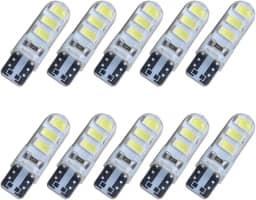 KIT 10 LAMPADA T10 SILICONADA 6 LED 5630 W5W BRANCO 12V