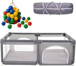 Cercado Para Bebês Chiqueirinho Playground Infantil Grande Desmontável Resistente Com Bolsa De Transporte Bolinhas CERCADINHO -180x150x68- MJ BRANDS