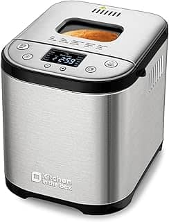 Kitchen in the box Máquina de Fazer Pão com Configuração Sem Glúten, Máquina de Fazer Pão Automática de 2Lb 1,5Lb 1Lb com Ciclo Caseiro, Máquina de Fazer Pão de Aço Inoxidável 15 em 1 com Receitas-Pra