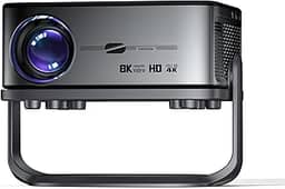 Projetor 4K 1080P Full HD Wifi 6 Bluetooth 5.0 Android 9 Suporte 16000 Lumens Auto Correccao Trapezoide, Portatil Projector com Base Suporte Premium Mini Retroprojetor