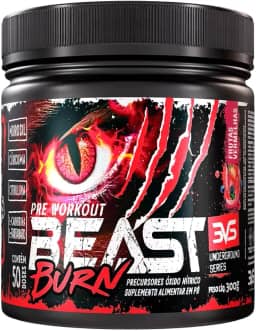 3VS Nutrition Pré-Workout Beast Burn 300g – Suplemento Pré-Treino Fórmula Única com Cafeína, Beta Alanina, L-Carnitina, Citrulina, Morosil® e Cúrcuma – 50 Doses 300gr Sabor Frutas Vermelhas
