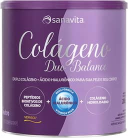 Colágeno Duo Balance + Ácido Hialurônico e Verisol - Colágeno Hidrolisado Sanavita Para Pele Corpo Cabelos e Unhas (Neutro)