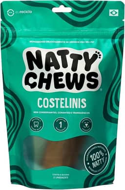 Mordedor Costela Bovina Natural Para Cães Costelinis Natty Chews - 2 Unidades