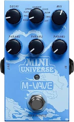 M-VAVE VEDO Pedal de efeitos de reverberação Mini Universe para guitarra elétrica, design True Bypass para guitarra, estojo de metal, fácil de operar 9 tons universais de reverberação, cordas