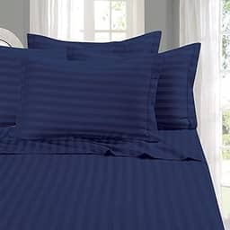 Elegant Comfort Os melhores conjuntos de lençóis de 6 peças mais macios e aconchegantes! - Conjunto de lençóis 1500 Premier de qualidade de hotel, luxuoso, resistente a vincos, 6 peças, listras